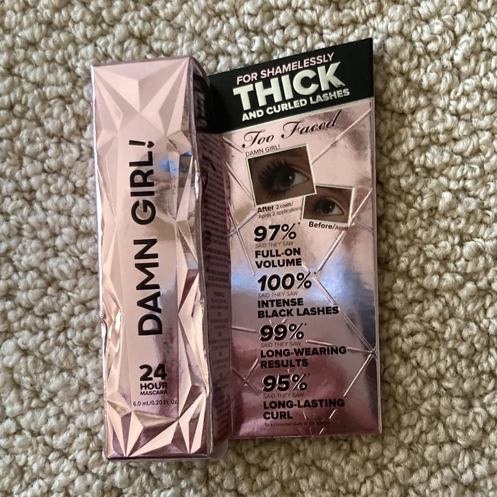 NEW Too Faced Damn Girl! 24 Hour Mascara Volume Thick Black Travel Size NIB